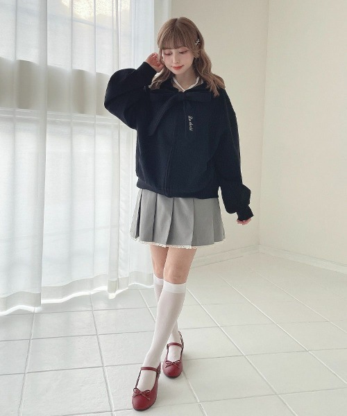 F i.n.t（フィント）の「ビッグリボンZIPパーカー/fint フィント（パーカー・レディース・ライトブルー/アイボリー/ブラック・FREE）」の4枚目の写真