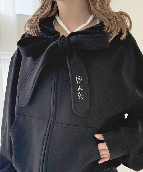 F i.n.t（フィント）の「ビッグリボンZIPパーカー/fint フィント（パーカー・レディース・ライトブルー/アイボリー/ブラック・FREE）」の6枚目の写真