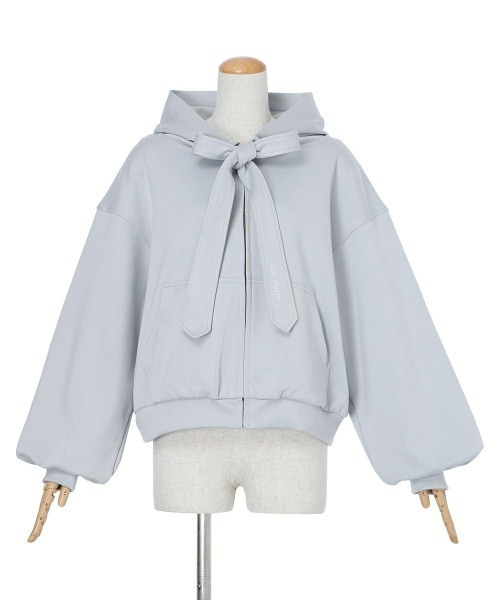 F i.n.t（フィント）の「ビッグリボンZIPパーカー/fint フィント（パーカー・レディース・ライトブルー/アイボリー/ブラック・FREE）」の9枚目の写真