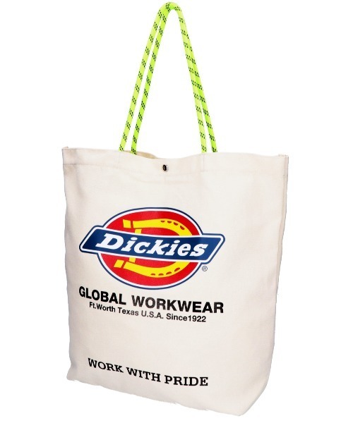 Dickies（ディッキーズ）の「【DICKIES/ディッキーズ】LOGO PRINT ROPE TOTE BAG / ロゴプリントロープトートバッグ（トートバッグ・レディース・アイボリー/ブラック/オフホワイト/ブラック系・FREE）」の6枚目の写真