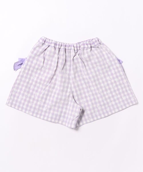 nino(ニノ)の「ギンガムレース キュロットパンツ(その他パンツ・キッズ・パープル・130cm/150cm)」の2枚目の写真