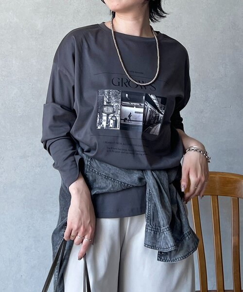 un dix cors(アンディコール)の「グラフィックプリントロゴTEE(Tシャツ/カットソー・レディース・グレー/オフホワイト・FREE)」の3枚目の写真