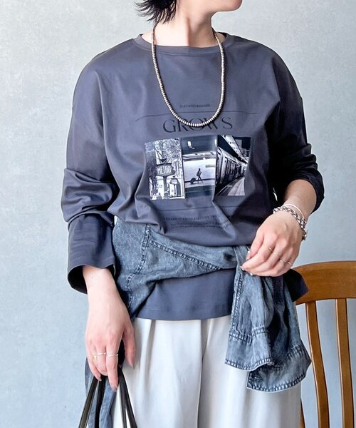 un dix cors(アンディコール)の「グラフィックプリントロゴTEE(Tシャツ/カットソー・レディース・グレー/オフホワイト・FREE)」の9枚目の写真