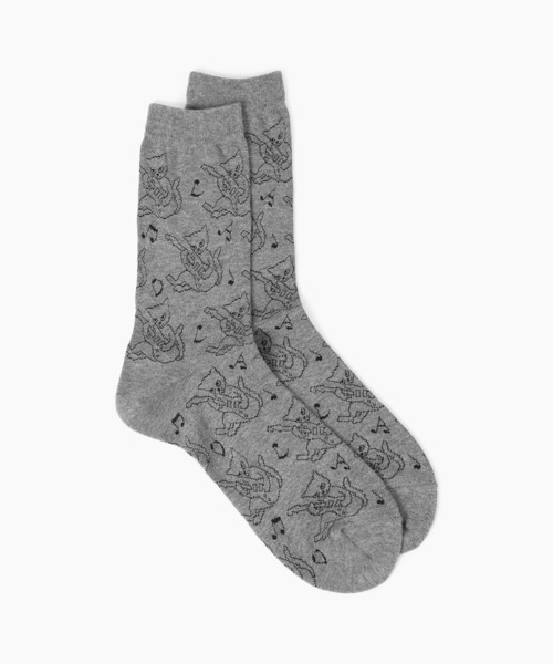LAD MUSICIAN（ラッドミュージシャン）の「GUITAR CAT SOCKS（ソックス/靴下・メンズ・グレー系/ブラック×グレー/グレー系その他・ONE SIZE）」の3枚目の写真