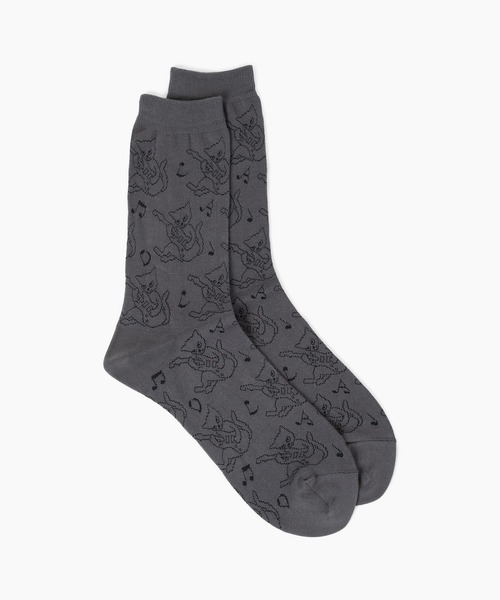 LAD MUSICIAN（ラッドミュージシャン）の「GUITAR CAT SOCKS（ソックス/靴下・メンズ・グレー系/ブラック×グレー/グレー系その他・ONE SIZE）」の2枚目の写真