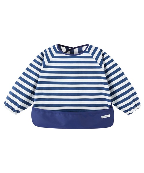 combimini（コンビミニ）の「はっ水ナイロン長袖お食事エプロン（マグ/哺乳瓶/お食事グッズ・キッズ・ネイビー/オフホワイト/サックスブルー/ダークブルー・M/L）」の4枚目の写真