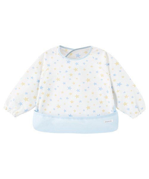 combimini（コンビミニ）の「はっ水ナイロン長袖お食事エプロン（マグ/哺乳瓶/お食事グッズ・キッズ・ネイビー/オフホワイト/サックスブルー/ダークブルー・M/L）」の3枚目の写真