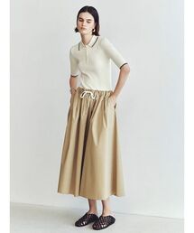 ポロニット×タックフレアスカートドッキングワンピース