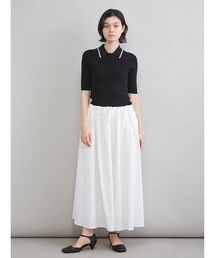ポロニット×タックフレアスカートドッキングワンピース