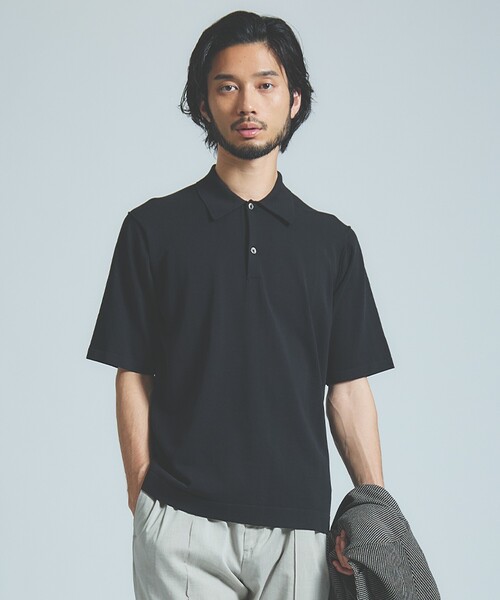 DESIGNWORKS(デザインワークス)の「リミットツイストニットポロ / 半袖ニットポロ(ポロシャツ・メンズ・ネイビー/ブラック/グレイッシュベージュ・46/48/50)」の11枚目の写真