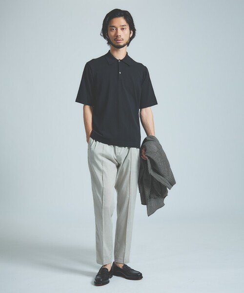 DESIGNWORKS(デザインワークス)の「リミットツイストニットポロ / 半袖ニットポロ(ポロシャツ・メンズ・ネイビー/ブラック/グレイッシュベージュ・46/48/50)」の12枚目の写真