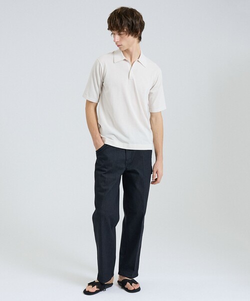 DESIGNWORKS(デザインワークス)の「リミットツイストニットポロ / 半袖ニットポロ(ポロシャツ・メンズ・ネイビー/ブラック/グレイッシュベージュ・46/48/50)」の9枚目の写真