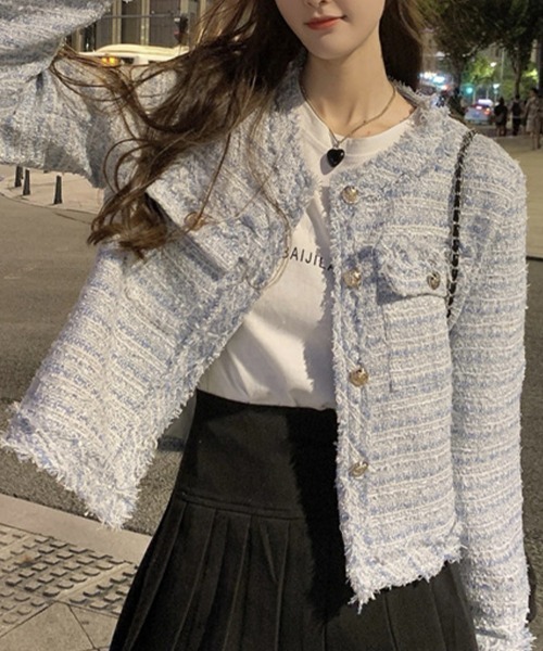 Flugge(フラッジー)の「ツイードライトジャケット(その他アウター・レディース・ホワイト/ブルー・MEDIUM/LARGE)」の9枚目の写真