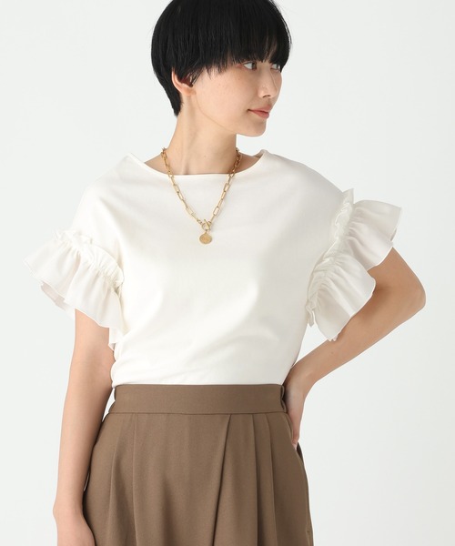 Elura(エルーラ)の「フリルショルダーTシャツ/656399(Tシャツ/カットソー・レディース・ブラック/ホワイト/ライトグレー・FREE)」の10枚目の写真