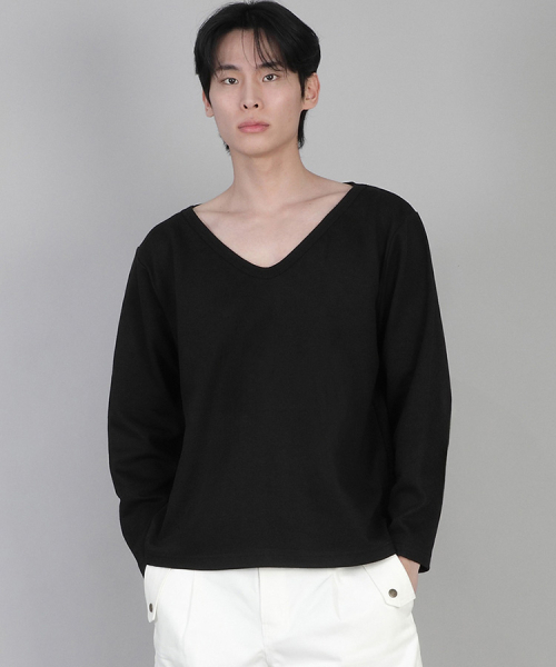 SAINTCREW(セントクルー)の「無地BIGVネック長袖TシャツBIGV-879ブラック(Tシャツ/カットソー・メンズ・その他・LARGE/MEDIUM/XXX-LARGE/XXXX-LARGE/X-LARGE/XX-LARGE/SMALL)」の5枚目の写真