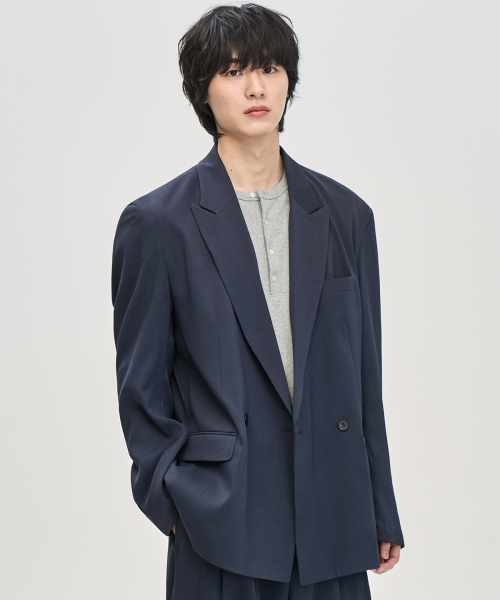PRAIRIE(KR)(プレーリー)の「ビッグダディフィットワンボタンダブルブレザー (ネイビー)(テーラードジャケット・メンズ・ネイビー・SMALL/MEDIUM/LARGE)」の7枚目の写真