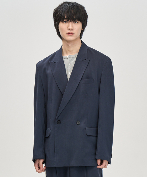 PRAIRIE(KR)(プレーリー)の「ビッグダディフィットワンボタンダブルブレザー (ネイビー)(テーラードジャケット・メンズ・ネイビー・SMALL/MEDIUM/LARGE)」の6枚目の写真