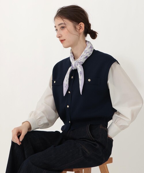 Afternoon Tea(アフタヌーンティー)の「フラワースカーフ(バンダナ/スカーフ・レディース・パープル/グレー・ONE SIZE)」の1枚目の写真
