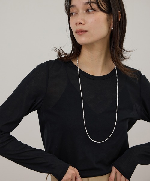 SALON adam et rope'(サロン アダム エ ロペ)の「【WEB限定】ハイツイストシアーロンT(Tシャツ/カットソー・レディース・オフホワイト/ブラック/ライトグレー・FREE)」の10枚目の写真