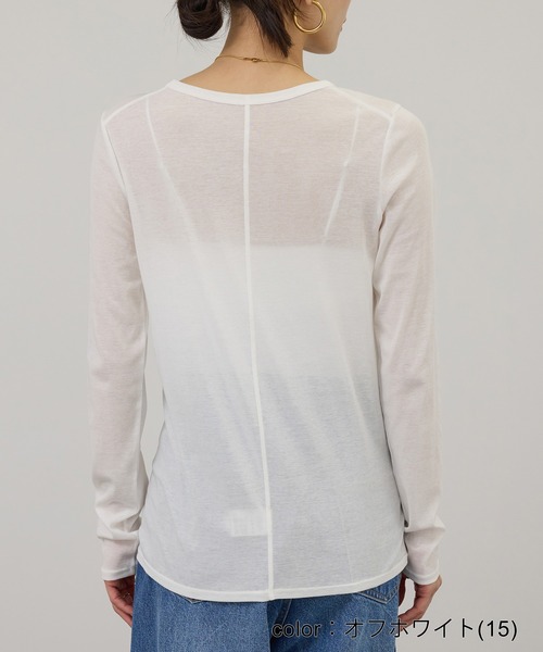 SALON adam et rope'(サロン アダム エ ロペ)の「【WEB限定】ハイツイストシアーロンT(Tシャツ/カットソー・レディース・オフホワイト/ブラック/ライトグレー・FREE)」の19枚目の写真