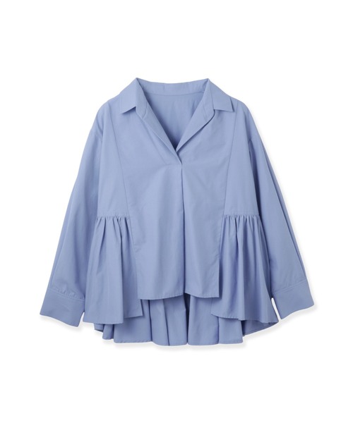 ketty(ケティ)の「モイストブロードラッフルヘムブラウス≪洗濯機で洗える≫(シャツ/ブラウス・レディース・オフホワイト/ブルー・M)」の4枚目の写真