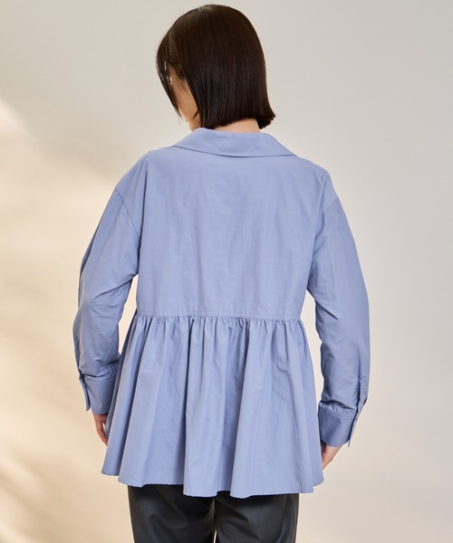 ketty(ケティ)の「モイストブロードラッフルヘムブラウス≪洗濯機で洗える≫(シャツ/ブラウス・レディース・オフホワイト/ブルー・M)」の11枚目の写真