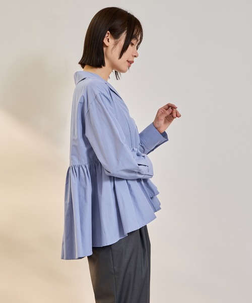 ketty(ケティ)の「モイストブロードラッフルヘムブラウス≪洗濯機で洗える≫(シャツ/ブラウス・レディース・オフホワイト/ブルー・M)」の12枚目の写真