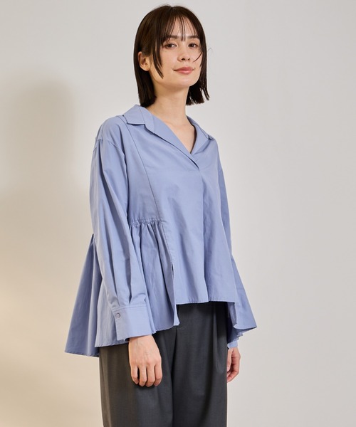 ketty(ケティ)の「モイストブロードラッフルヘムブラウス≪洗濯機で洗える≫(シャツ/ブラウス・レディース・オフホワイト/ブルー・M)」の13枚目の写真