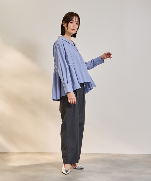 ketty(ケティ)の「モイストブロードラッフルヘムブラウス≪洗濯機で洗える≫(シャツ/ブラウス・レディース・オフホワイト/ブルー・M)」の15枚目の写真