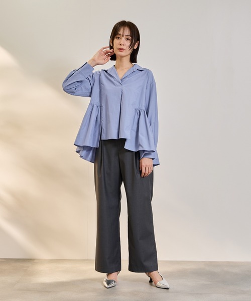 ketty(ケティ)の「モイストブロードラッフルヘムブラウス≪洗濯機で洗える≫(シャツ/ブラウス・レディース・オフホワイト/ブルー・M)」の16枚目の写真