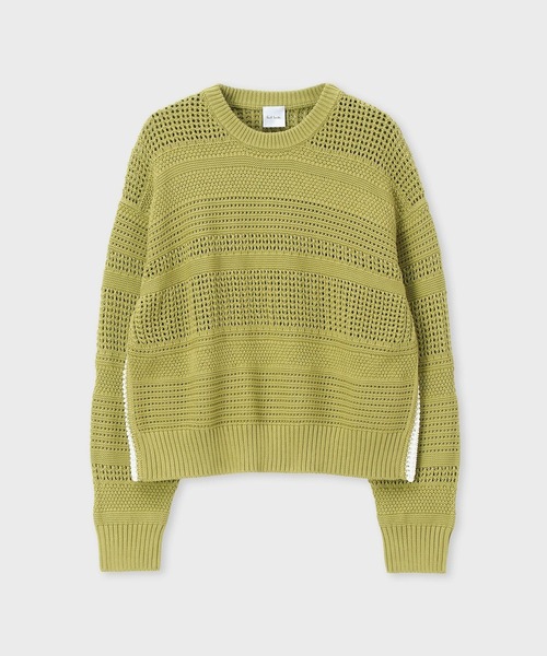 Paul Smith(ポールスミス)の「ウィメンズ ミックスパターン クルーネックニット / 165223 776N(ニット/セーター・レディース・ライトイエロー/ホワイト・MEDIUM)」の1枚目の写真
