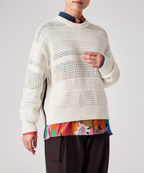 Paul Smith（ポールスミス）の「ウィメンズ ミックスパターン クルーネックニット / 165223 776N（ニット/セーター・レディース・ライトイエロー/ホワイト・MEDIUM）」の12枚目の写真
