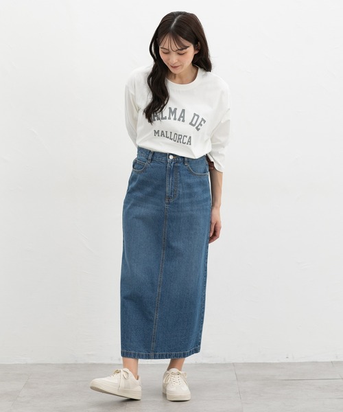 Honeys(ハニーズ)の「【UVカット】7分袖ロゴTシャツ(Tシャツ/カットソー・レディース・スミクロ/オフホワイト/グレイッシュブルー/ライトブラウン/杢グレー・L/LL/M/S)」の13枚目の写真