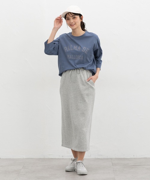 Honeys(ハニーズ)の「【UVカット】7分袖ロゴTシャツ(Tシャツ/カットソー・レディース・スミクロ/オフホワイト/グレイッシュブルー/ライトブラウン/杢グレー・L/LL/M/S)」の17枚目の写真