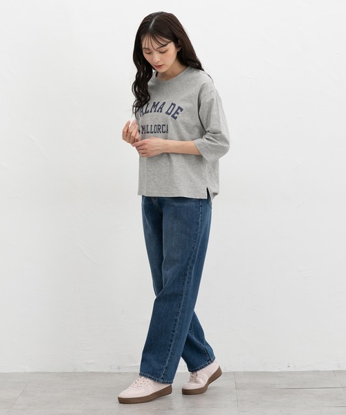 Honeys(ハニーズ)の「【UVカット】7分袖ロゴTシャツ(Tシャツ/カットソー・レディース・スミクロ/オフホワイト/グレイッシュブルー/ライトブラウン/杢グレー・L/LL/M/S)」の19枚目の写真
