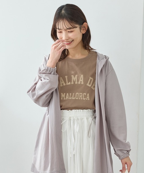 Honeys(ハニーズ)の「【UVカット】7分袖ロゴTシャツ(Tシャツ/カットソー・レディース・スミクロ/オフホワイト/グレイッシュブルー/ライトブラウン/杢グレー・L/LL/M/S)」の22枚目の写真