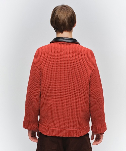 Jieda（ジエダ）の「LEATHER-COLLAR KNIT WORK JACKET（ブルゾン・メンズ・ネイビー/レッド/ブラック・2/1）」の7枚目の写真