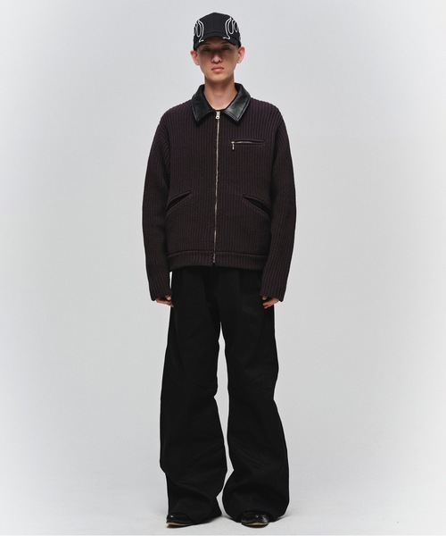 Jieda（ジエダ）の「LEATHER-COLLAR KNIT WORK JACKET（ブルゾン・メンズ・ネイビー/レッド/ブラック・2/1）」の9枚目の写真