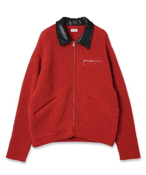 Jieda（ジエダ）の「LEATHER-COLLAR KNIT WORK JACKET（ブルゾン・メンズ・ネイビー/レッド/ブラック・2/1）」の10枚目の写真