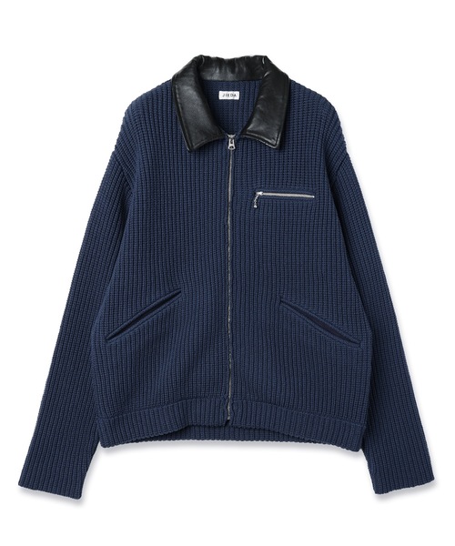 Jieda（ジエダ）の「LEATHER-COLLAR KNIT WORK JACKET（ブルゾン・メンズ・ネイビー/レッド/ブラック・2/1）」の11枚目の写真