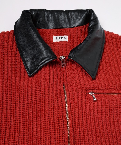 Jieda（ジエダ）の「LEATHER-COLLAR KNIT WORK JACKET（ブルゾン・メンズ・ネイビー/レッド/ブラック・2/1）」の14枚目の写真