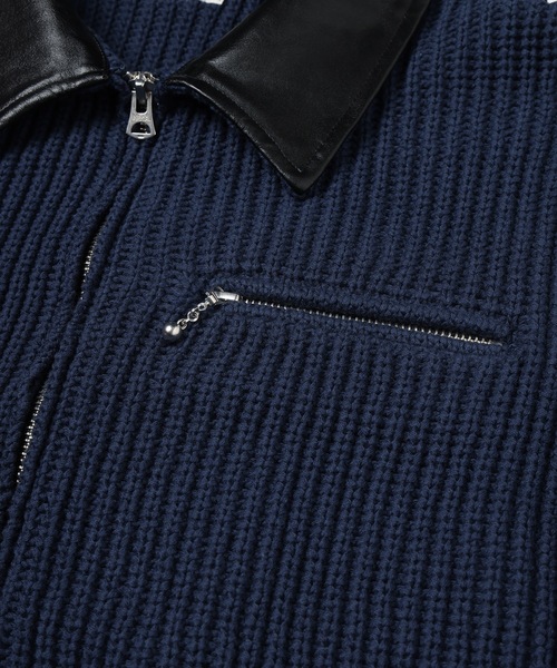 Jieda（ジエダ）の「LEATHER-COLLAR KNIT WORK JACKET（ブルゾン・メンズ・ネイビー/レッド/ブラック・2/1）」の19枚目の写真