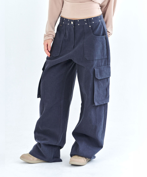 LIE MEQUE(リメーク)の「ポケットワイドパンツチャコール(その他パンツ・レディース・チャコール・SMALL/MEDIUM)」の4枚目の写真