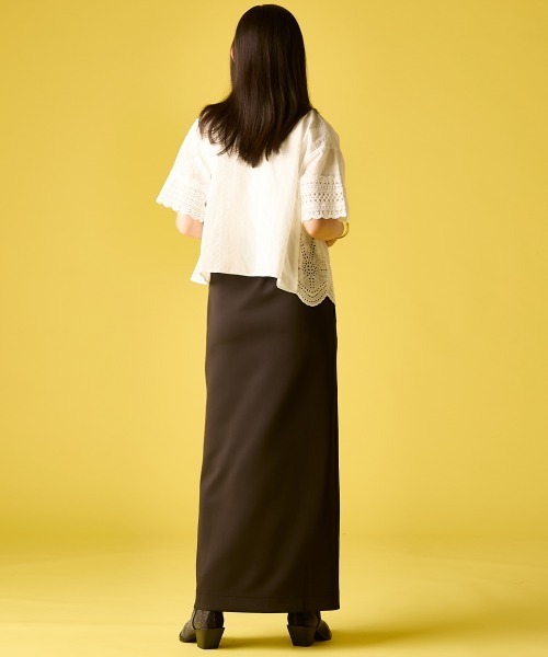 GEVS.（ジェイヴィス）の「レースパッチワークシャツ＜大きいサイズ有＞GEVS.（シャツ/ブラウス・レディース・ブラック/オフホワイト・M/L/LL/3L/5L/4L）」の8枚目の写真