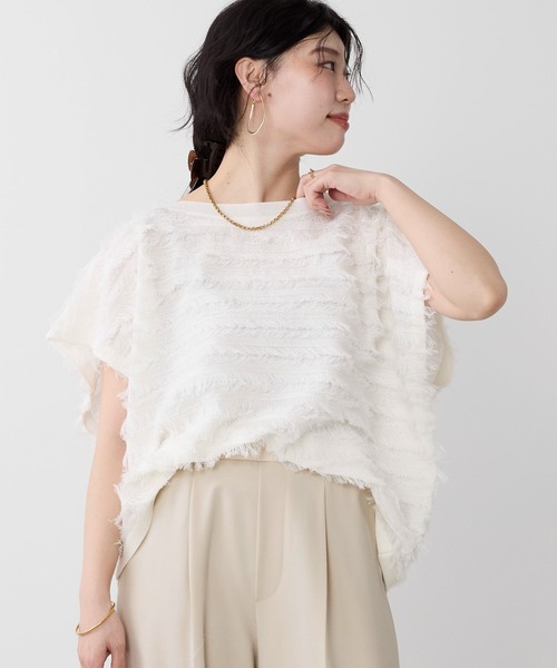 MICA&DEAL（マイカ＆ディール）の「フリンジニットプルオーバー（ニット/セーター・レディース・オフホワイト/ブラック・FREE）」の3枚目の写真