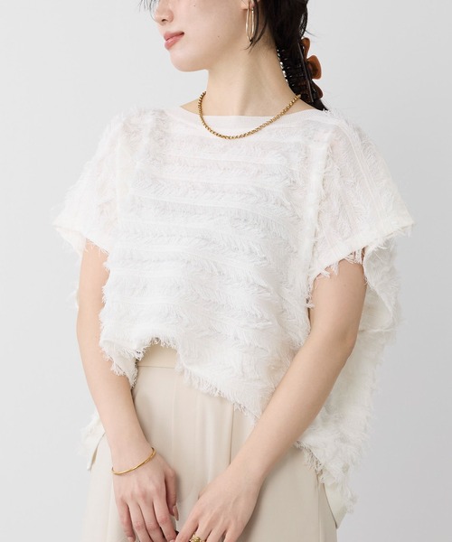 MICA&DEAL（マイカ＆ディール）の「フリンジニットプルオーバー（ニット/セーター・レディース・オフホワイト/ブラック・FREE）」の4枚目の写真