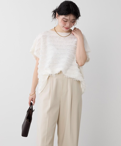 MICA&DEAL（マイカ＆ディール）の「フリンジニットプルオーバー（ニット/セーター・レディース・オフホワイト/ブラック・FREE）」の7枚目の写真