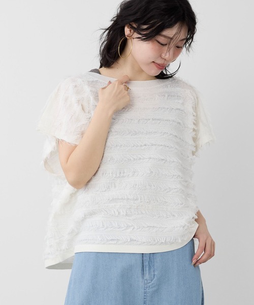 MICA&DEAL（マイカ＆ディール）の「フリンジニットプルオーバー（ニット/セーター・レディース・オフホワイト/ブラック・FREE）」の14枚目の写真