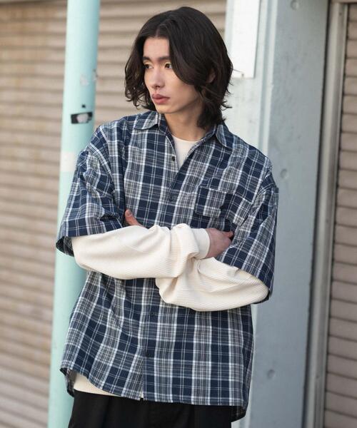 WEGO(ウィゴー)の「WEGO/【26年春夏新作】アンサンブルチェックシャツ(アンサンブル・メンズ・ブルー系その他2/ブラック系その他2・MEDIUM/LARGE)」の18枚目の写真