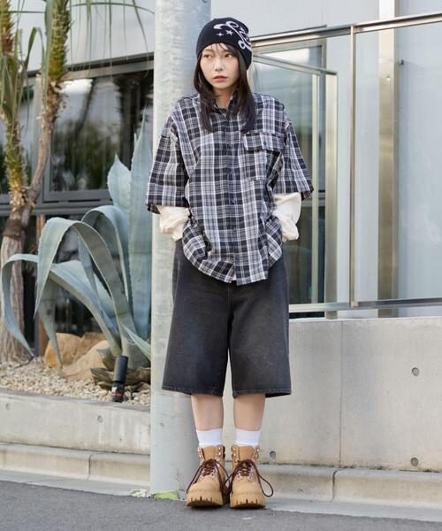 WEGO(ウィゴー)の「WEGO/【26年春夏新作】アンサンブルチェックシャツ(アンサンブル・メンズ・ブルー系その他2/ブラック系その他2・MEDIUM/LARGE)」の4枚目の写真